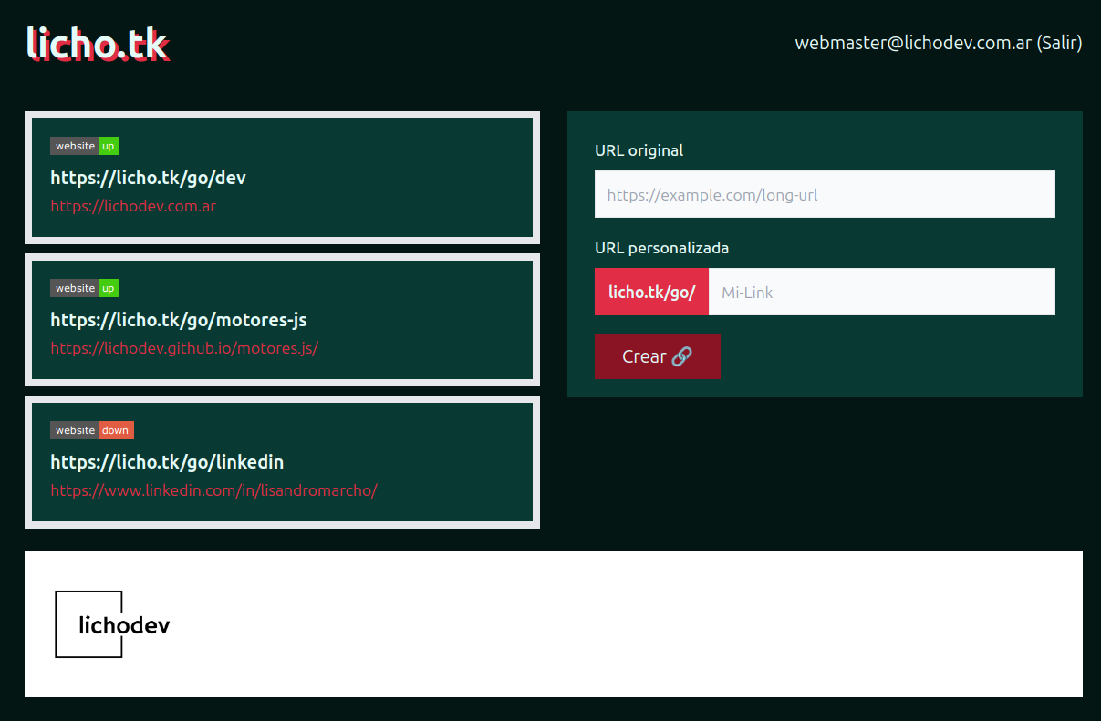 licho.tk - url-shortener en Vercel